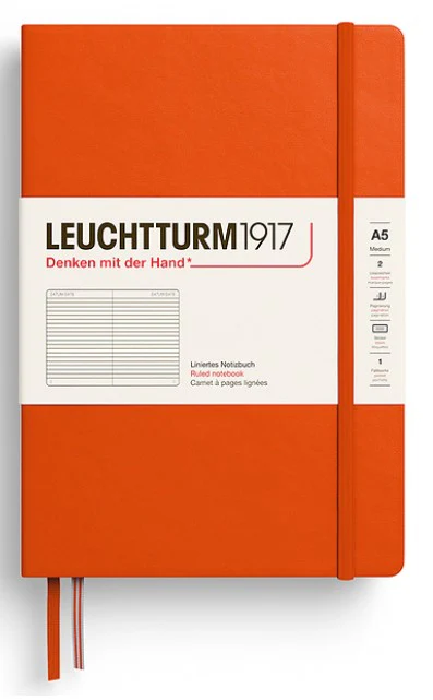 LEUCHTTURM1917 Hardcover Medium Notebook A5 Ruled - Pumpkin