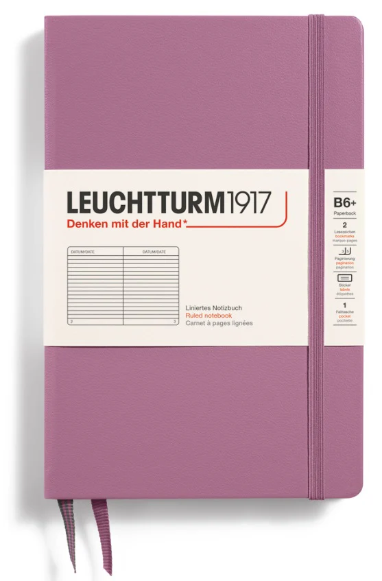 LEUCHTTURM1917 Hardcover Ruled Notebook 219 Pages Paperback B6+ Dusty Rose