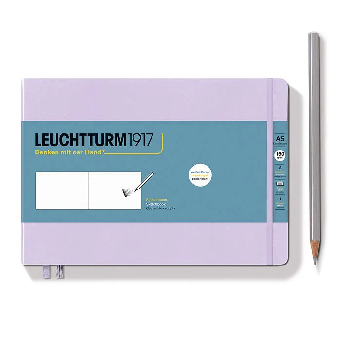 LEUCHTTURM1917 Hardcover Sketchbook Medium Landscape (A5) Plain - Lilac