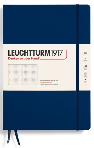 LEUCHTTURM1917 Notebook Composition (B5) Dotted Hard Cover Notebook - Navy