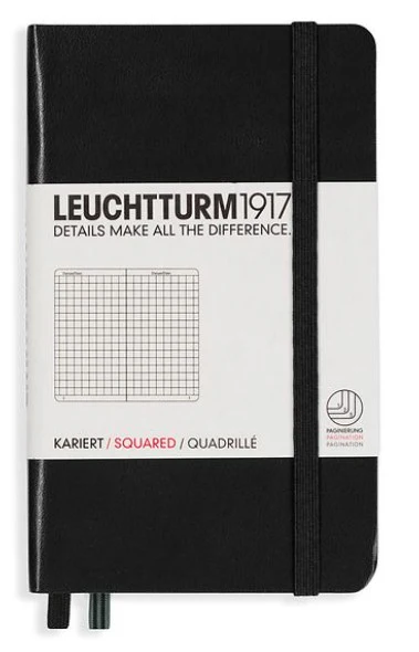 LEUCHTTURM1917 Pocket Notebook (A6) Hardcover Squared - Black