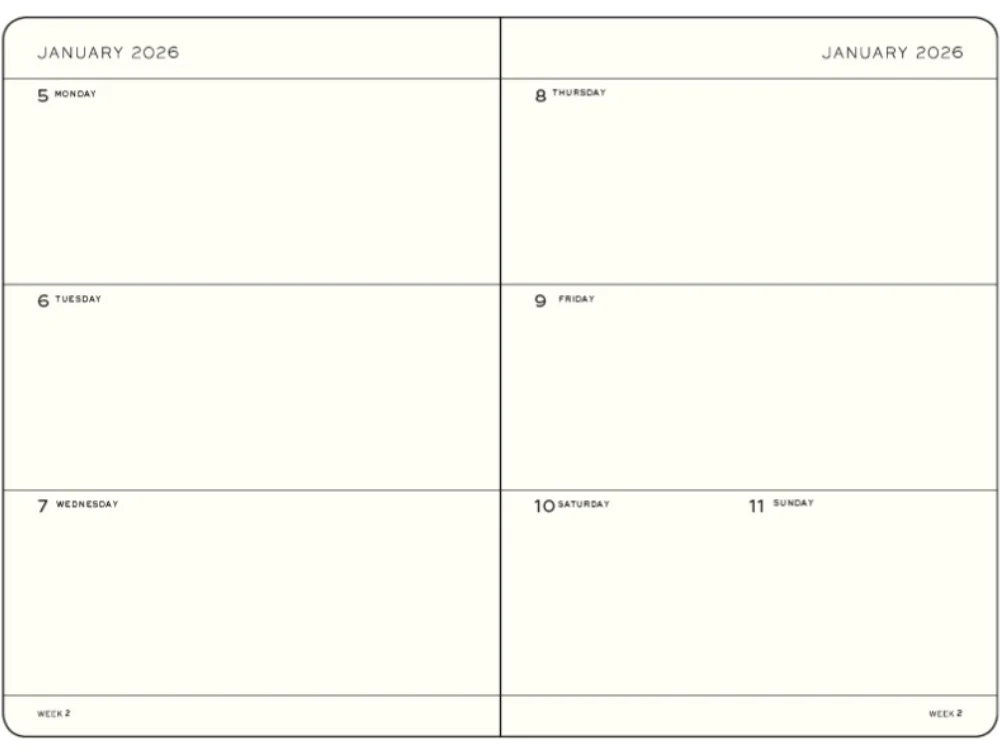 LEUCHTTURM1917 Weekly Planner 2026 Medium A5 (English) - Black - Image 2