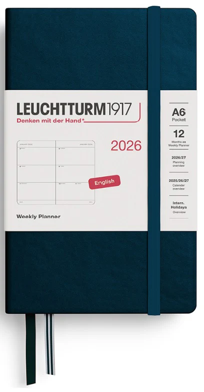 LEUCHTTURM1917 Weekly Planner 2026 Pocket (A6) English - Deep Sea
