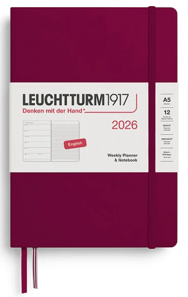 LEUCHTTURM1917 Weekly Planner & Notebook Medium (A5) 2026 - Port Red
