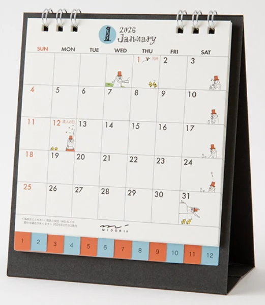 Midori Desk Ring Calendar S – Ojisan – 2026