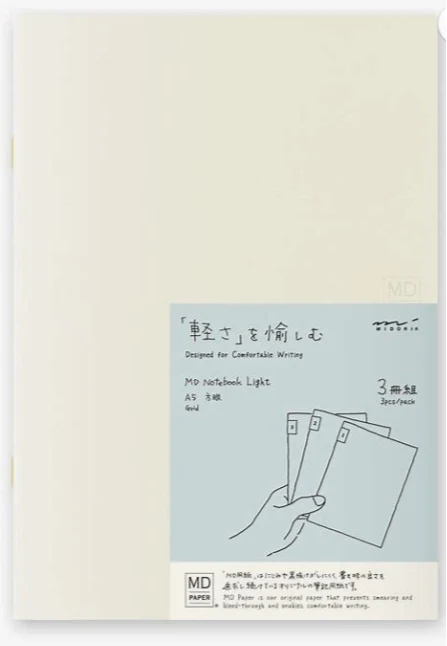 Midori MD Notebook Light Grid - A5 (Pack of 3)