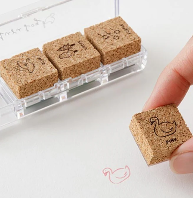 Midori Yuru Log Paintable Pre-Inked Stamp - Forest Scenery (4 Colors) - Image 2
