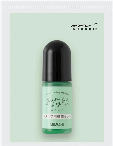 Midori Yuru Log Paintable Stamp Pre-inked Refill Ink - Green - Image 2