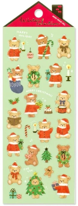 Mind Wave Stickers Winter Selection Christmas Fluffy Bear Santa