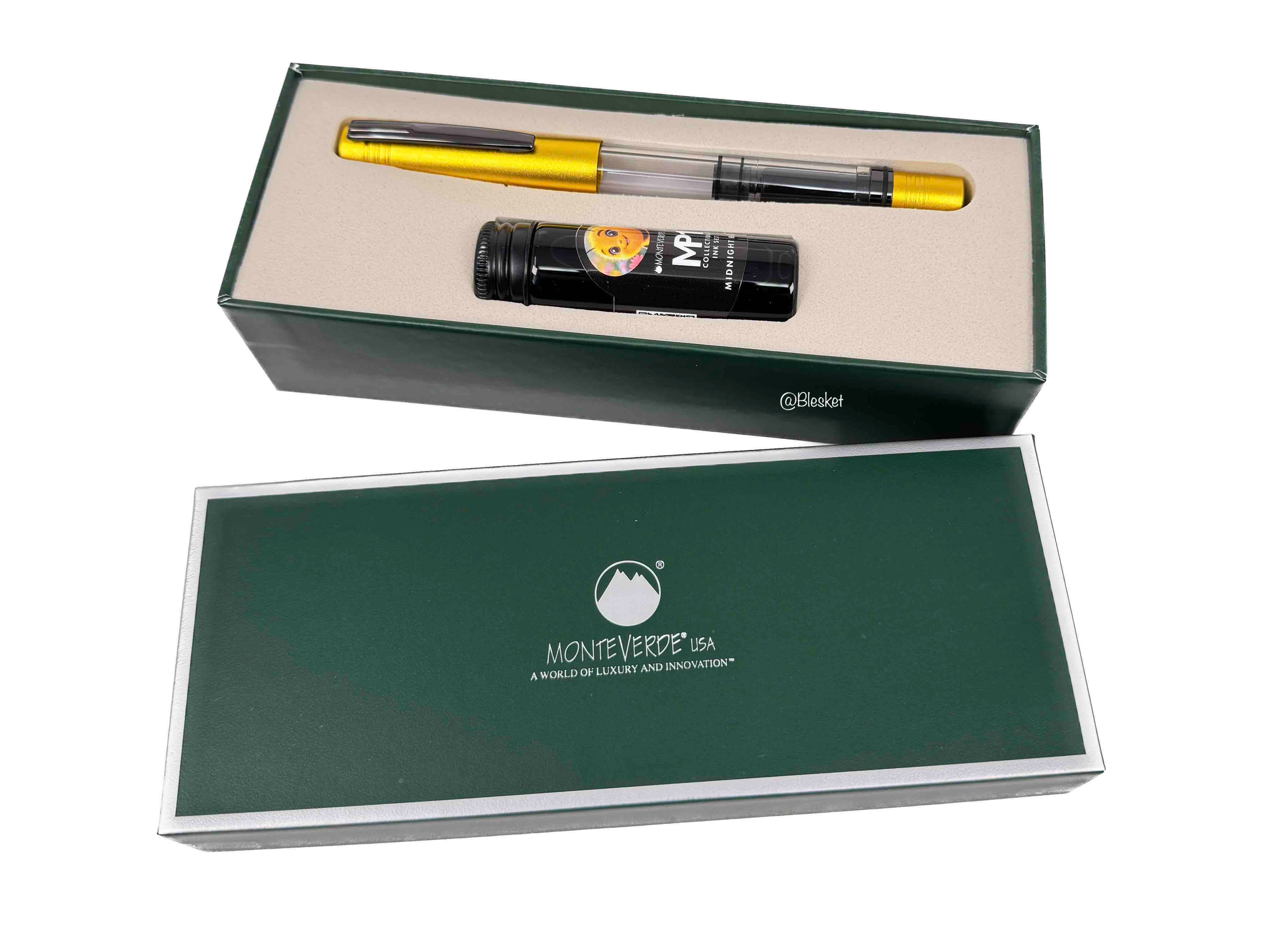 Monteverde USA MP1 Piston Honey Yellow Fountain Pen + 15 ml Ink Bottle Set