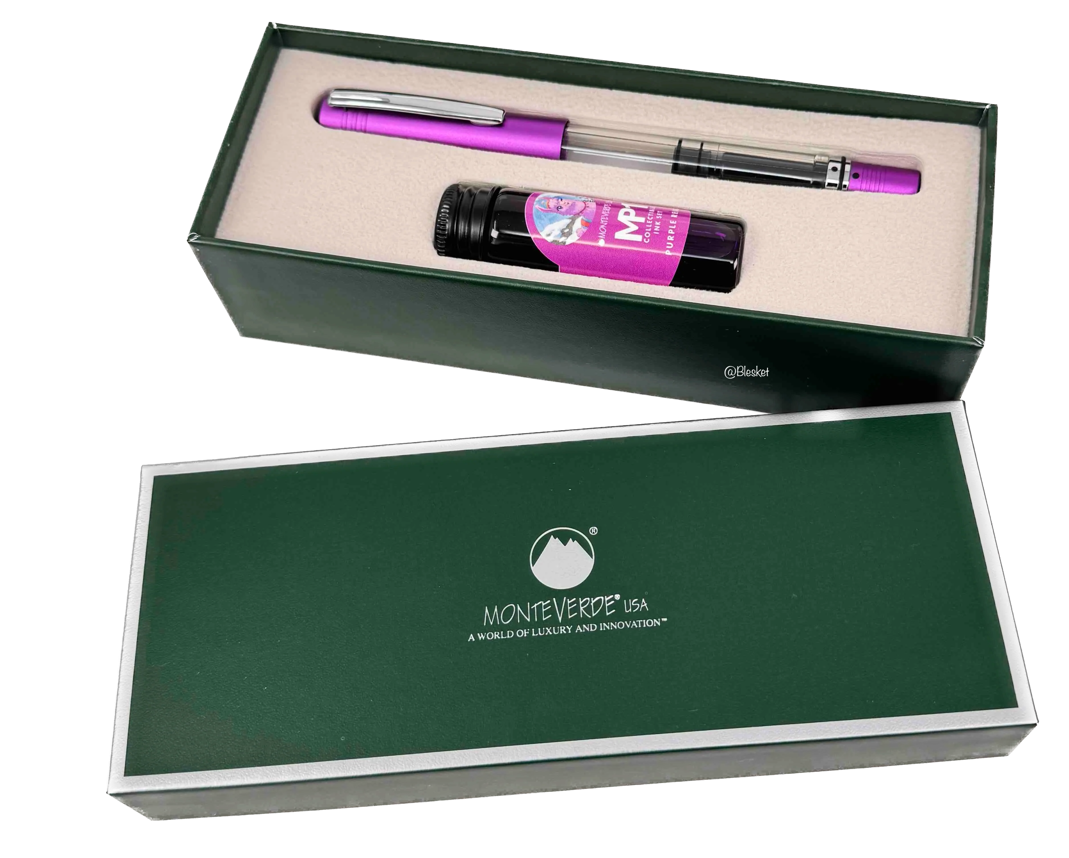 Monteverde USA MP1 Piston Purple Frost Fountain Pen + 15 ml Ink Bottle Set