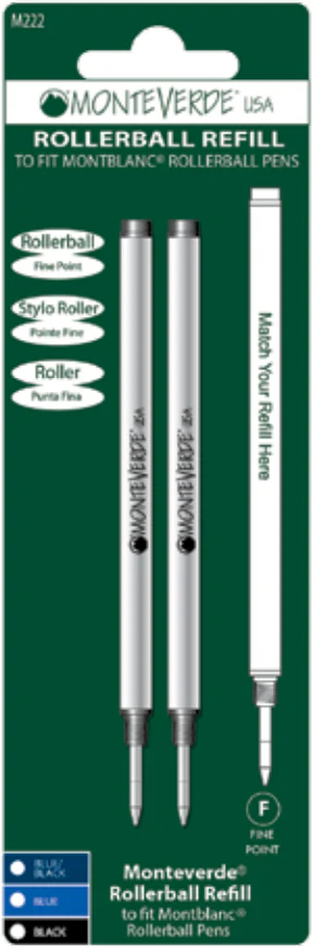 Monteverde USA Rollerball Refills  to fit Montblanc Pens- Fine (2 pcs)