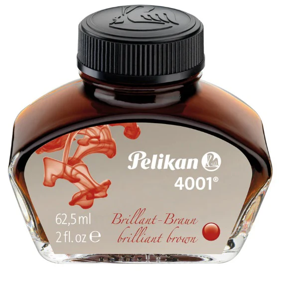 Pelikan 4001 Fountain Pen Ink 62.5ML - Brilliant Brown