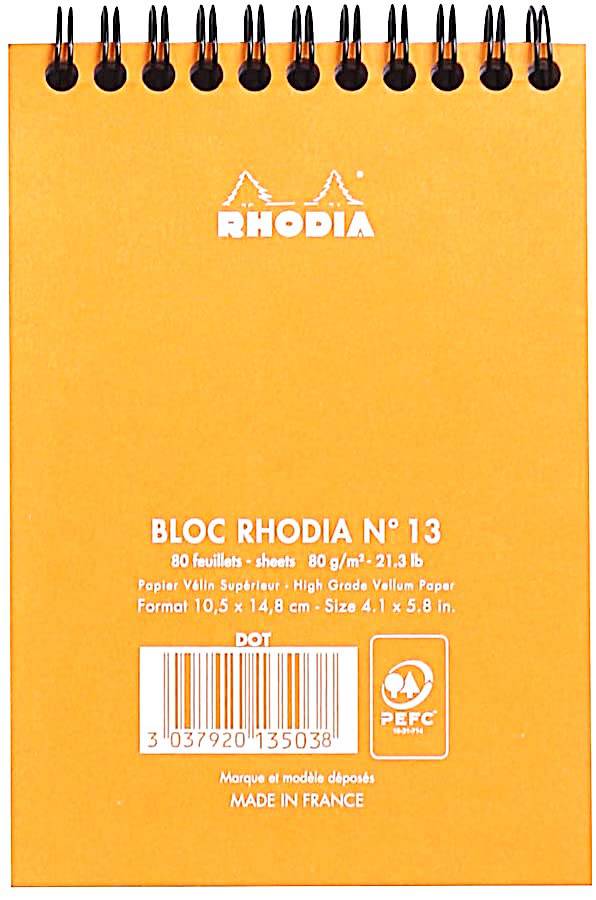 Rhodia Wirebound Notepad Dotted A6 Size #13 Orange - Image 2