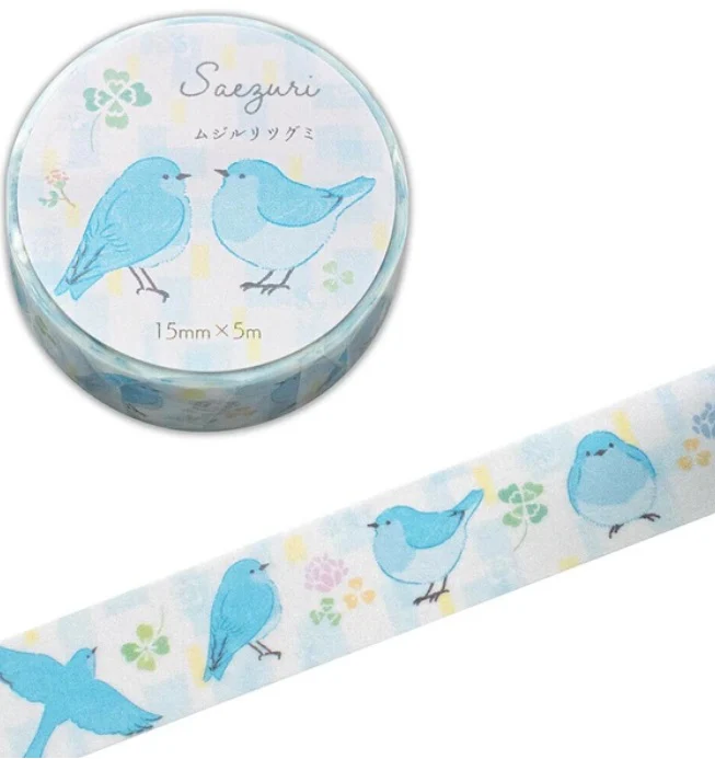 Saezuri Masking Tape - Blue-Winged Thrush & Clover