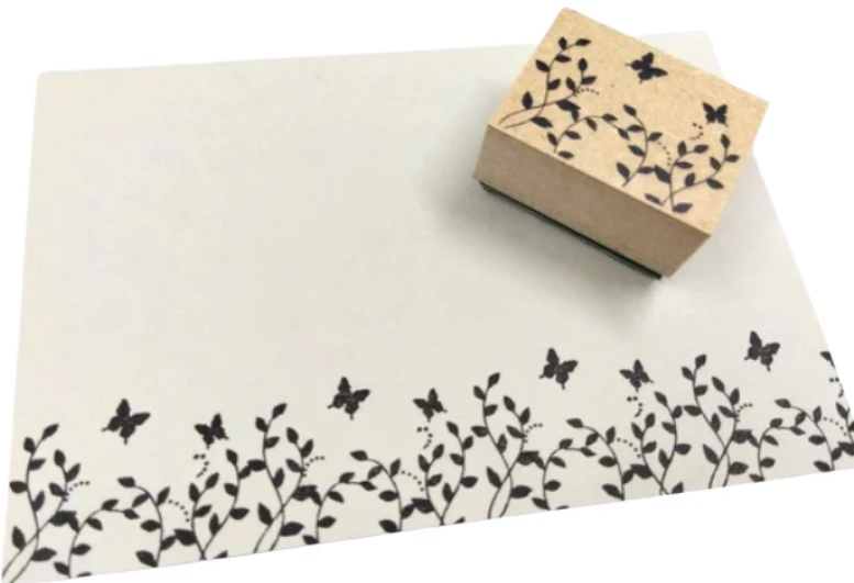SANBY RM Illustration Rubber Stamp – Grass + Butterfly
