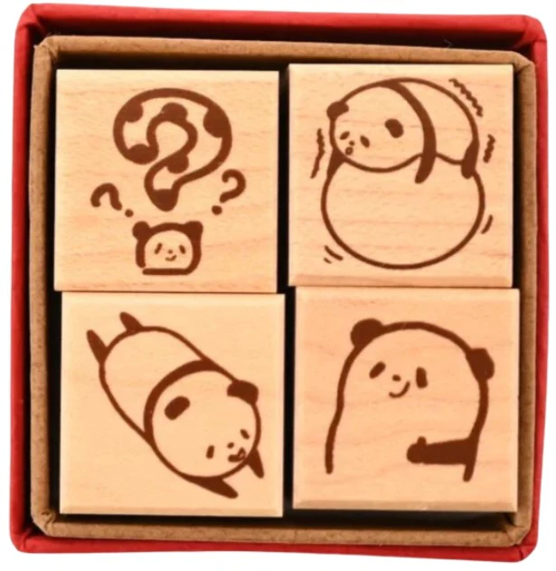 SANBY Stamp Studio Petit Stamp Set YURUDARU Panda Hatena