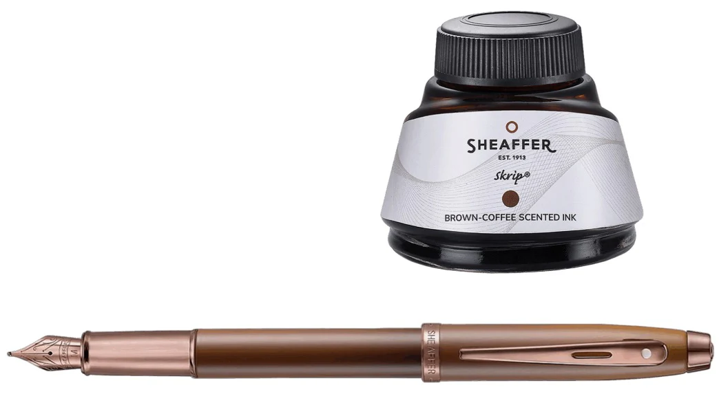 Sheaffer 100 Coffee Edition Matt Brown Fountain Pen and Coffee-Scented Ink Gift Set - Image 2