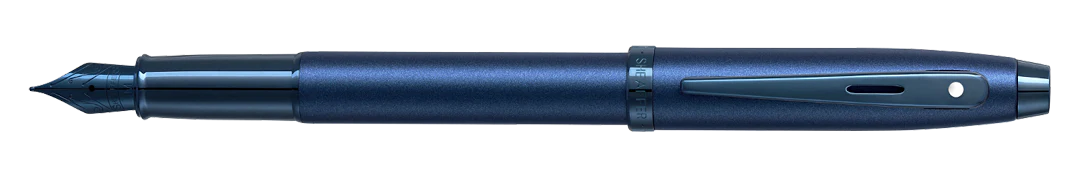 Sheaffer 100 Fountain Pen - Satin Blue with PVD Blue Trim