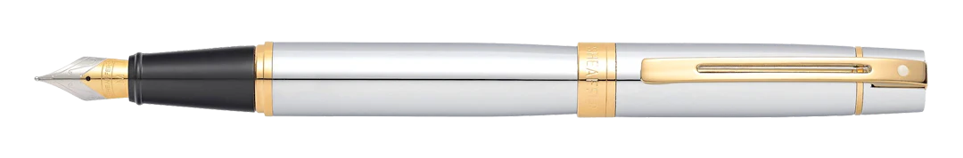 Sheaffer 300 Fountain Pen - Chrome with Gold Trim