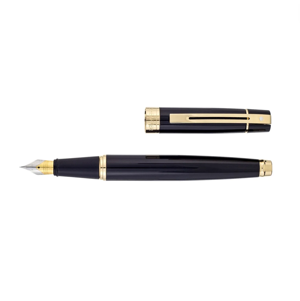 Sheaffer 300 Fountain Pen -  Gloss Black with Gold Trims