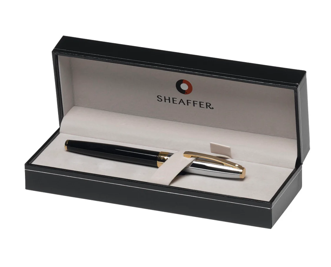 Sheaffer Legacy Heritage Fountain Pen - Black Lacquer and Palladium Plate Cap - 22K Gold Plated Trim