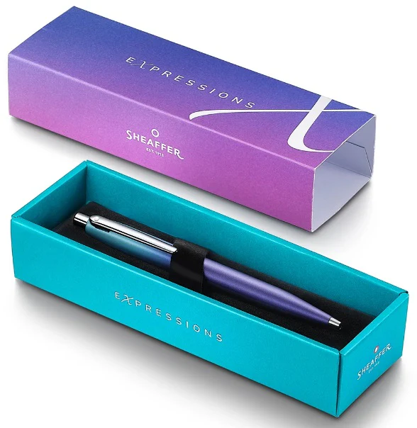 Sheaffer VFM Expressions Pearlised Gradient Blue and Purple Ballpoint Pen with Chrome Trims - Image 2