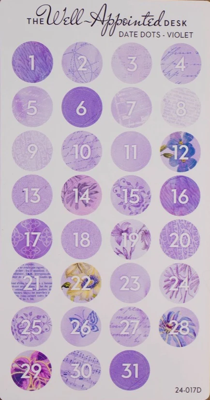 The Well-Appointed Desk Date Dots Sticker Sheet - Purple