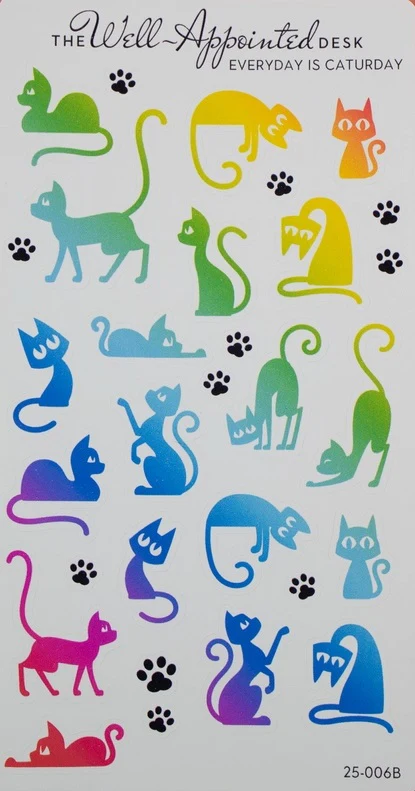 The Well-Appointed Desk Everyday is Caturday Sticker Sheet - Rainbow