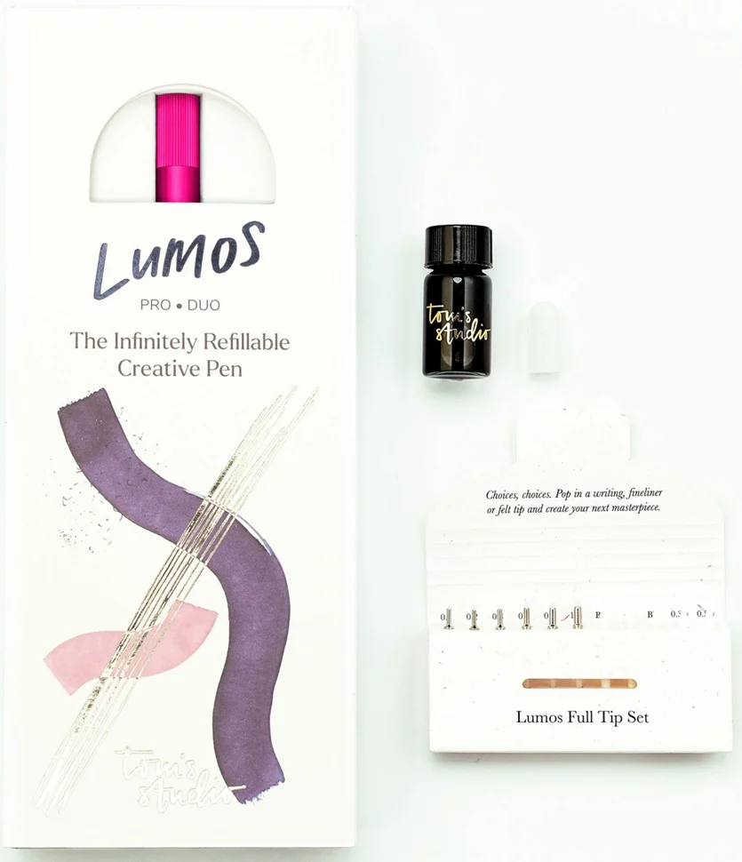 Tom's Studio Lumos Pro – Refillable Multi-Tip Pen – Raspberry (Duo Tip) - Image 2