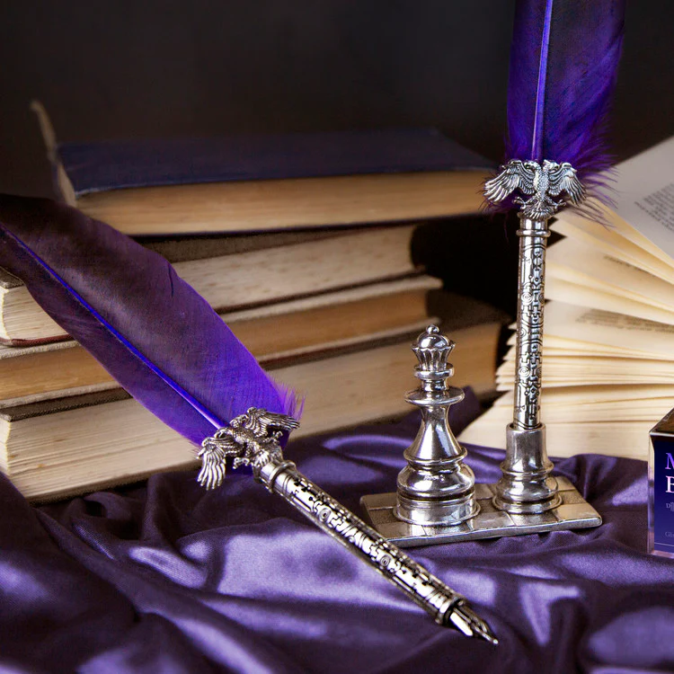 Wearingeul Your Throne Feather Pen and Pen Holder - Medeia Purple